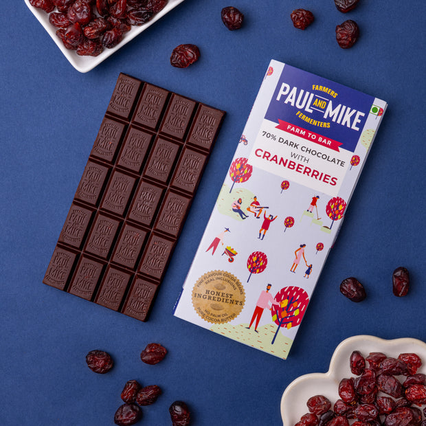 70% Dark Cranberries Chocolate | Vegan Friendly