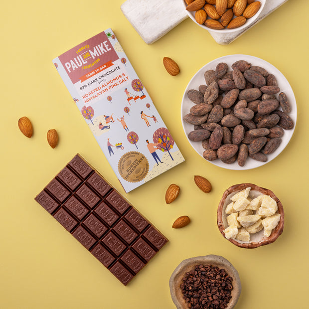 87% Dark Roasted Almonds & Himalayan Pink Salt Chocolate | Vegan Friendly